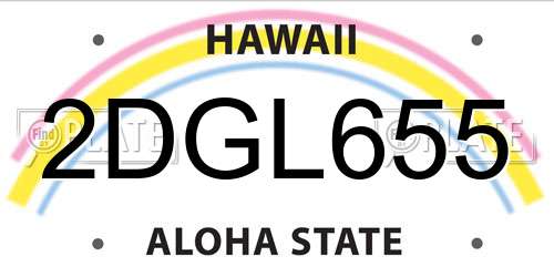 2DGL655 Hawaii License Plate