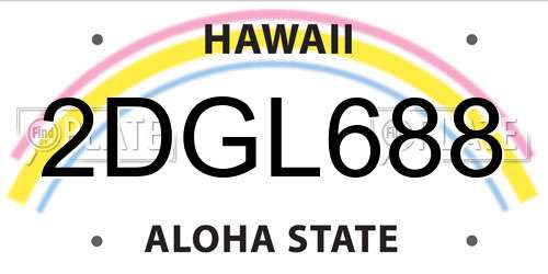 2DGL688 Hawaii License Plate