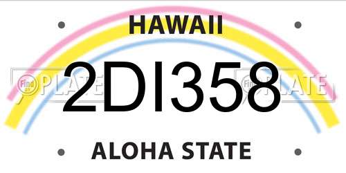 2DI358 Hawaii License Plate