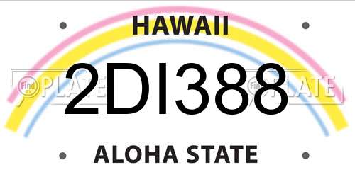 2DI388 Hawaii License Plate