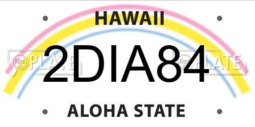 2DIA84 Hawaii License Plate