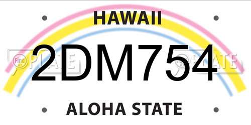 2DM754 Hawaii License Plate