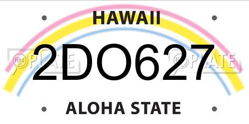 2DO627 Hawaii License Plate