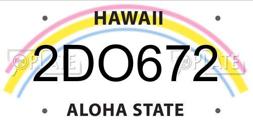 2DO672 Hawaii License Plate