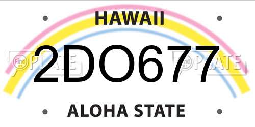 2DO677 Hawaii License Plate