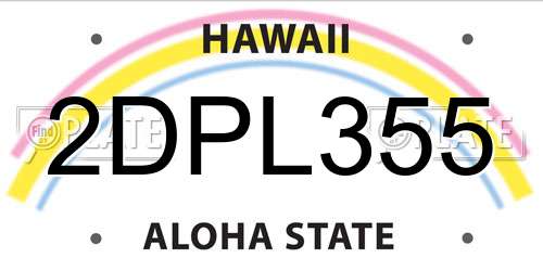 2DPL355 Hawaii License Plate
