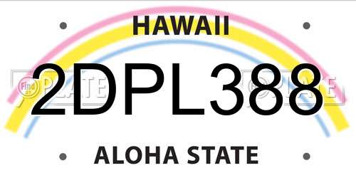 2DPL388 Hawaii License Plate