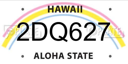 2DQ627 Hawaii License Plate