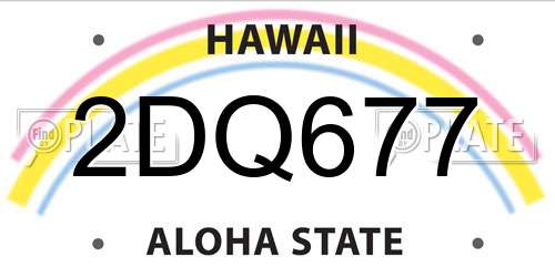 2DQ677 Hawaii License Plate