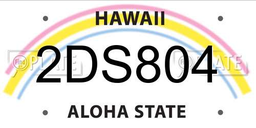 2DS804 Hawaii License Plate