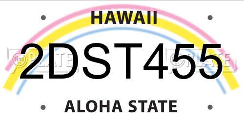 2DST455 Hawaii License Plate