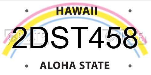 2DST458 Hawaii License Plate