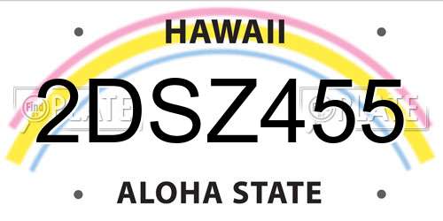 2DSZ455 Hawaii License Plate