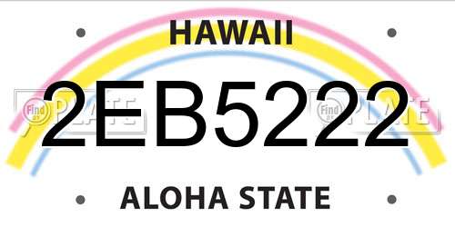 2EB5222 Hawaii License Plate