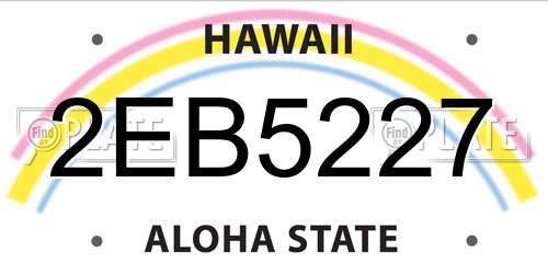 2EB5227 Hawaii License Plate