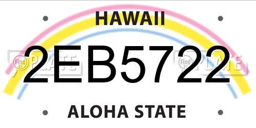 2EB5722 Hawaii License Plate