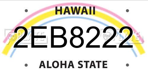 2EB8222 Hawaii License Plate