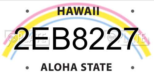 2EB8227 Hawaii License Plate