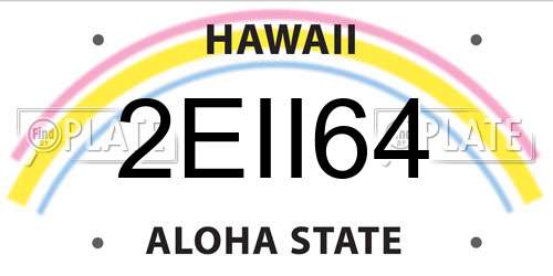 2EII64 Hawaii License Plate
