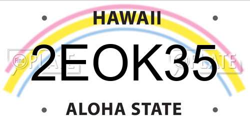 2EOK35 Hawaii License Plate