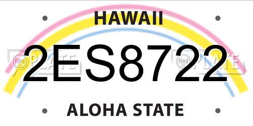 2ES8722 Hawaii License Plate