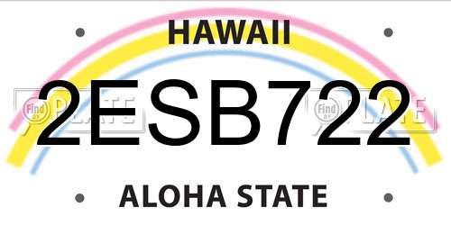 2ESB722 Hawaii License Plate