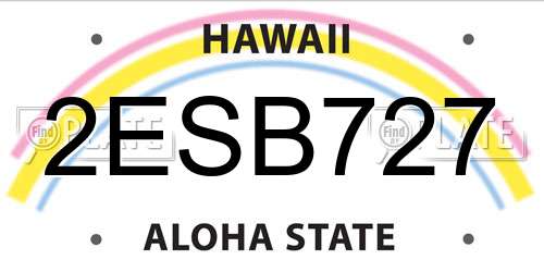 2ESB727 Hawaii License Plate