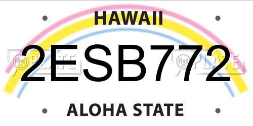2ESB772 Hawaii License Plate