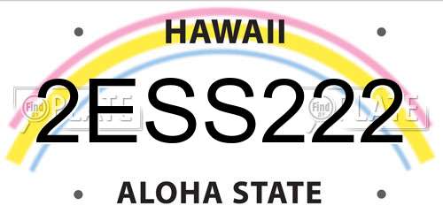 2ESS222 Hawaii License Plate