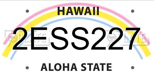 2ESS227 Hawaii License Plate