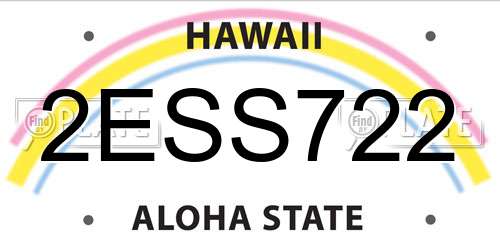 2ESS722 Hawaii License Plate