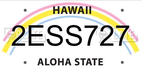 2ESS727 Hawaii License Plate