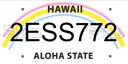 2ESS772 Hawaii License Plate
