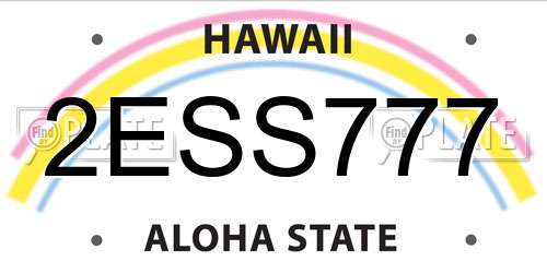 2ESS777 Hawaii License Plate