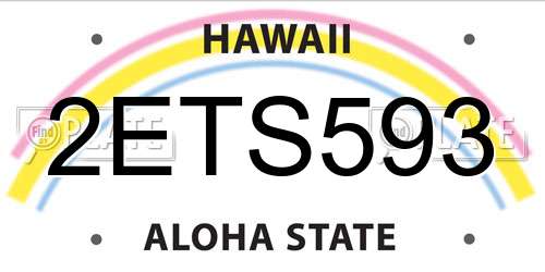 2ETS593 Hawaii License Plate