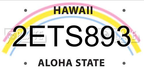 2ETS893 Hawaii License Plate