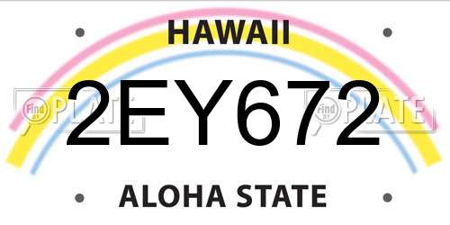 2EY672 Hawaii License Plate