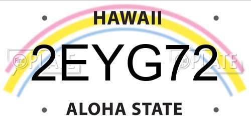 2EYG72 Hawaii License Plate