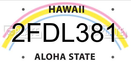 2FDL381 Hawaii License Plate