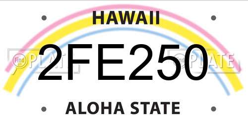 2FE250 Hawaii License Plate
