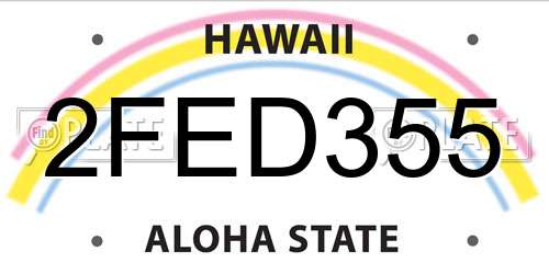 2FED355 Hawaii License Plate