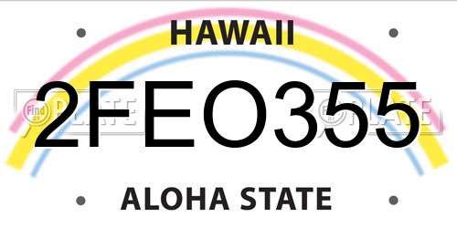 2FEO355 Hawaii License Plate