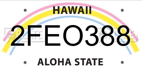 2FEO388 Hawaii License Plate