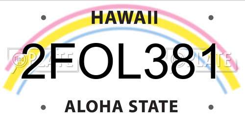 2FOL381 Hawaii License Plate