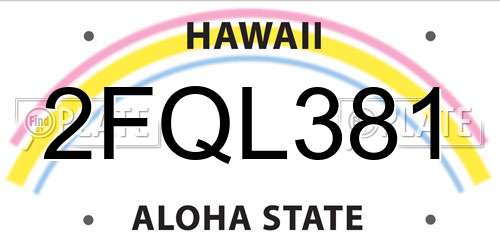 2FQL381 Hawaii License Plate