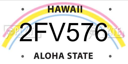 2FV576 Hawaii License Plate