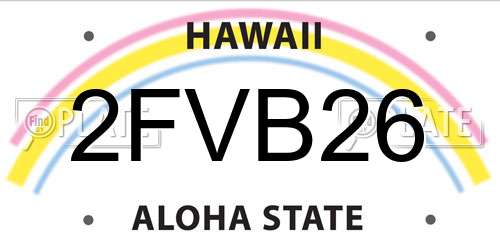 2FVB26 Hawaii License Plate