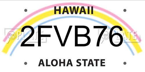 2FVB76 Hawaii License Plate