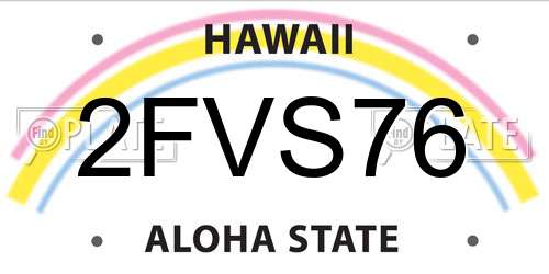 2FVS76 Hawaii License Plate