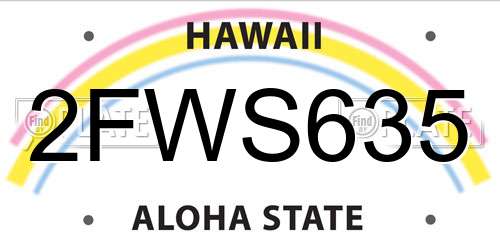 2FWS635 Hawaii License Plate